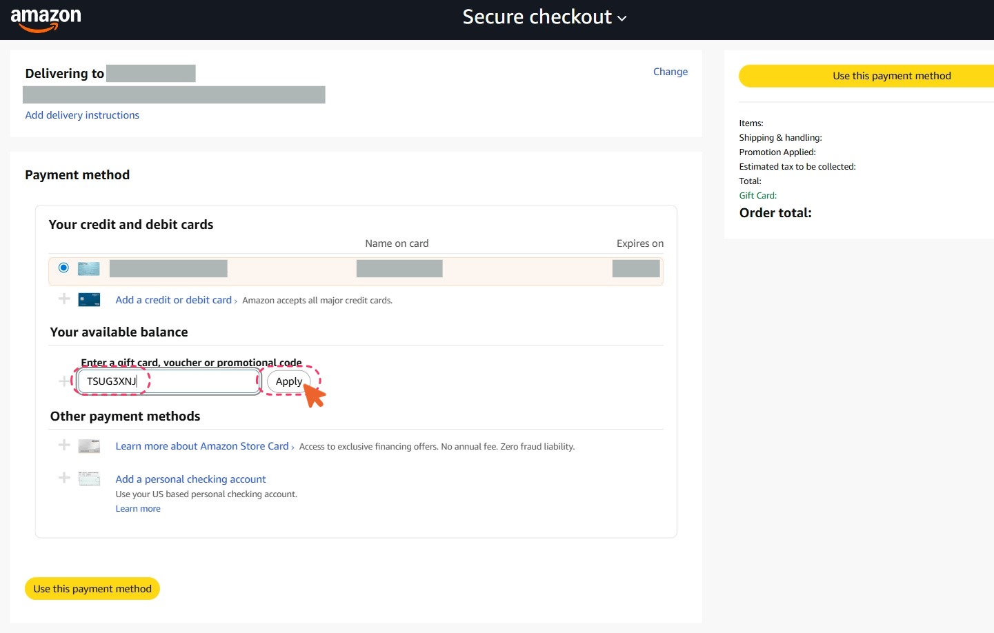 Input Promo Code and Click Apply